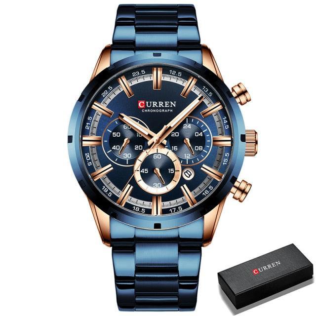 NEW MENS WATCHES - Top Brand Full Steel Waterproof Chronograph Luxury Sports Quartz Watches - The Jewellery Supermarket