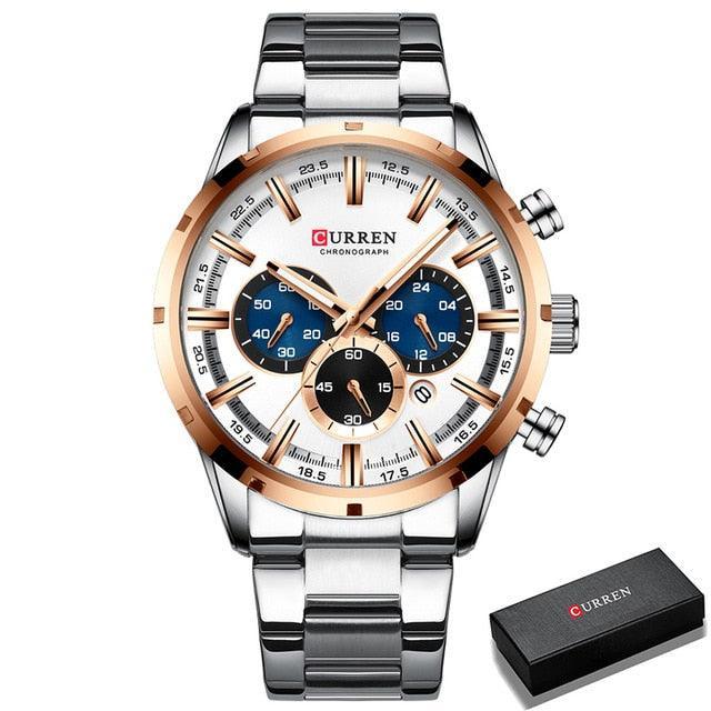 NEW MENS WATCHES - Top Brand Full Steel Waterproof Chronograph Luxury Sports Quartz Watches - The Jewellery Supermarket