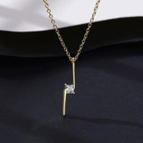 NEW Sterling Silver Square AAA+ Cubic Zircon Diamonds Letter Z Gold Color Link Chain Pendant Necklace - The Jewellery Supermarket