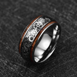 Fashion Inlaid Wood Grain Gear Pattern Tungsten Carbide Men's Ring - Wedding Jewellery - Best Gift - The Jewellery Supermarket