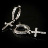 New Trendy Christian Cross Mosaic AAA Cubic Zircon Crystals Simple and Elegant Versatile Earrings for Women