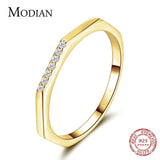 Authentic Sterling Silver Stylish Gold Color AAAA Simulated Diamonds Ring - Unique Charm Fine Jewellery  - The Jewellery Supermarket