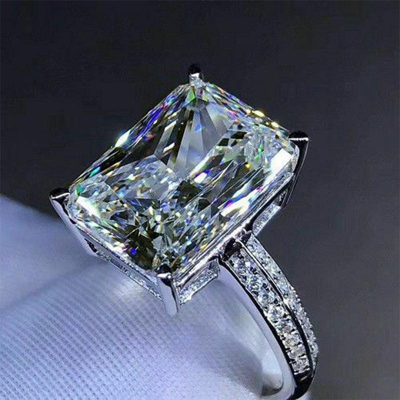 Captivating Luxury Silver Color Inlaid Big Square AAA+ CZ Diamonds Fashion Brilliant Ring - The Jewellery Supermarket