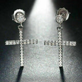 Stylish Drop Earrings with Cross Design Dazzling Tiny AAA Zirconia Crystals Luxury Exquisite Female Jewellery - The Jewellery Supermarket