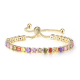 CHARMING Adjustable Colorful Birthstone AAA CZ Crystals MUlticolour Tennis Bracelets for Women - The Jewellery Supermarket