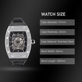 NEW Popular Iced Out Big Case With Simulated Diamonds Silicone Strap Sport Waterproof Calendar Large Watch - The Jewellery Supermarket
