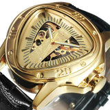 Top Brand Triangle Golden Skeleton Mechanical Automatic Sport Watch for Men - The Jewellery Supermarket