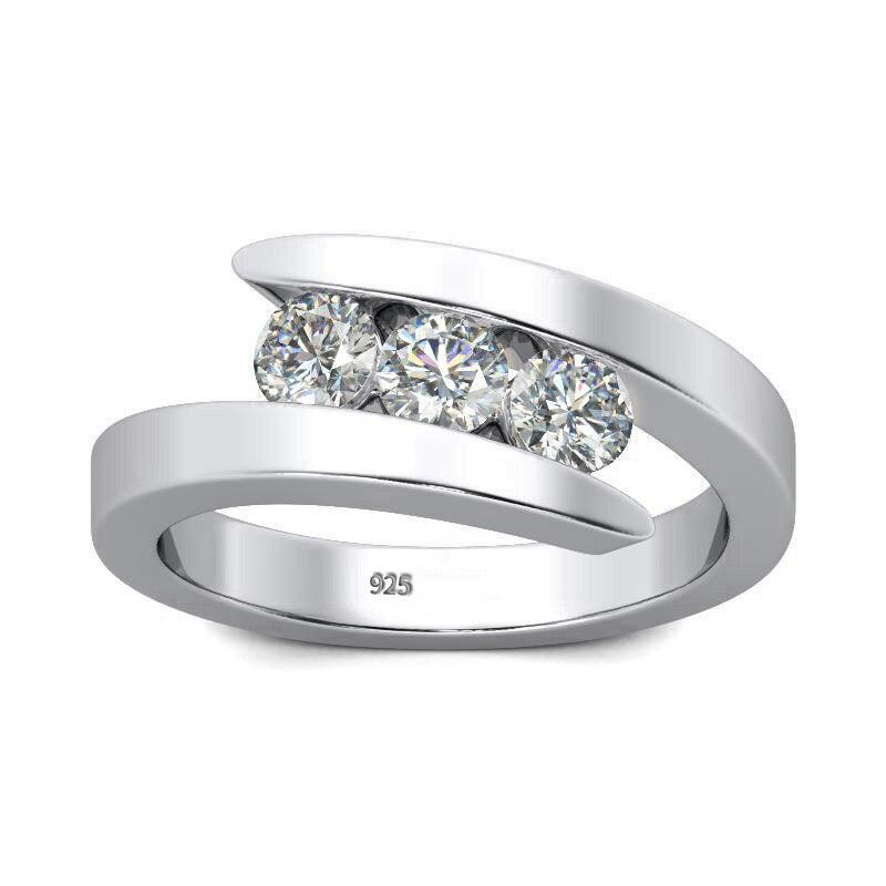 Impressive Designer 3 Stone High Quality Moissanite Diamond Ring For Women - Luxury Jewellery - The Jewellery Supermarket
