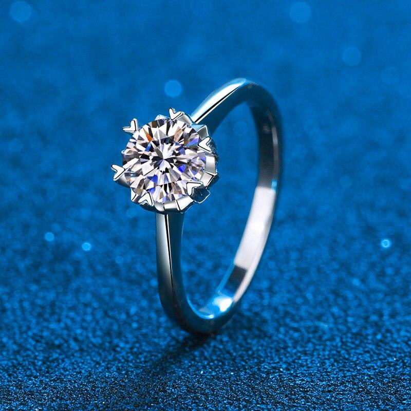 Platinum Plated Heart Prong Round 1 Carat Certified High Quality Moissanite Diamonds Ring - Luxury Jewellery - The Jewellery Supermarket