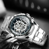 NEW ARRIVAL - Luxury Men Gold Automatic Strap Skeleton Mechanical Skull Watch - The Jewellery Supermarket