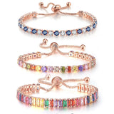 CHARMING - Multicolor AAA+ CZ Diamonds Tennis Bracelets For Women - Rainbow Colorful Handmade Bracelets