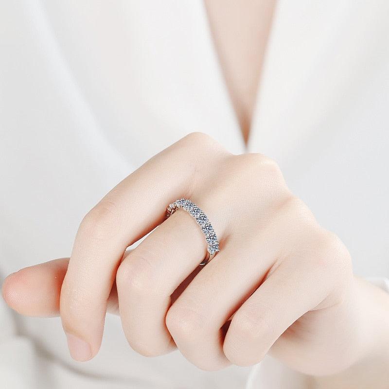 Fabulous 10 Stones 1ct Half Eternity 100% High Quality Moissanite Diamonds Stackable Ring for Women - The Jewellery Supermarket