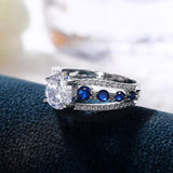 Impressive New Luxury Blue Color Designer AAA+ Cubic Zirconia Diamonds Fashion Ring - The Jewellery Supermarket