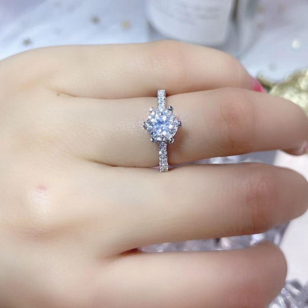 Superb White Gold Plated Real High Quality Moissanite Diamonds Rings - Fine Wedding Jewellery - The Jewellery Supermarket