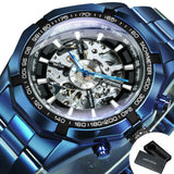 NEW ARRIVAL - Luxury Men Gold Automatic Strap Skeleton Mechanical Skull Watch - The Jewellery Supermarket