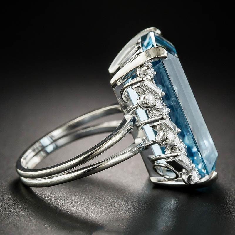 NEW ARRIVAL Vintage Rectangle Shape Lab Sapphire Gemstone Silver 925 Jewellery Ring - The Jewellery Supermarket