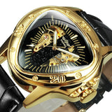 Top Brand Triangle Golden Skeleton Mechanical Automatic Sport Watch for Men - The Jewellery Supermarket