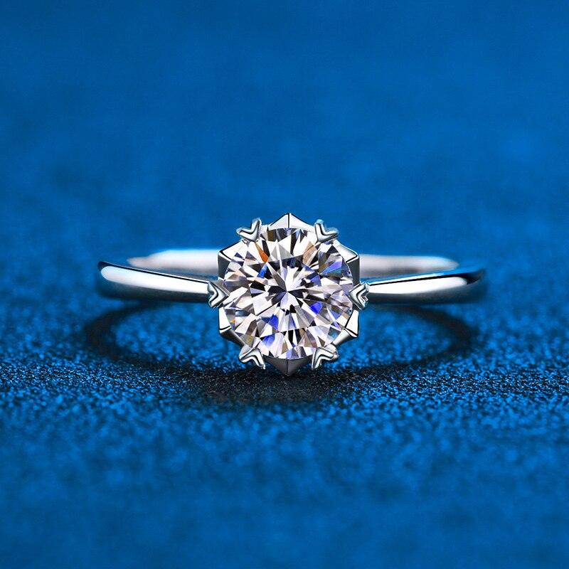 Platinum Plated Heart Prong Round 1 Carat Certified High Quality Moissanite Diamonds Ring - Luxury Jewellery - The Jewellery Supermarket