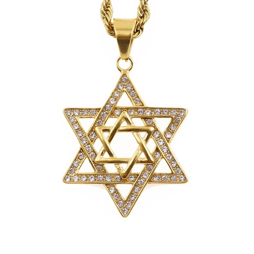 NEW ARRIVAL Jewish Star of David Necklace Long Chain Womens Religious Necklace - The Jewellery Supermarket