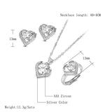 NEW Promise Ring Stud Earring Necklace Sterling Silver - 18KGP AAA Zircon Crystal Fashion Jewellery Set - The Jewellery Supermarket