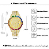 NEW ARRIVAL 18KGP Rainbow Bezel Iced Out Simulated Diamonds Fashion Couple Quartz Watches - The Jewellery Supermarket