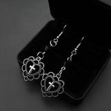 Gothic Punk Style Hollow Heart Cross Pendant Earrings - Christian Dark Art Goth Jewellery Earrings for Women - The Jewellery Supermarket