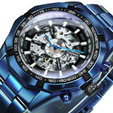 NEW ARRIVAL - Luxury Men Gold Automatic Strap Skeleton Mechanical Skull Watch - The Jewellery Supermarket