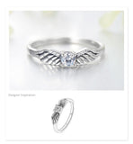 Women Silver Flying Angel Wings Clear Cz Diamonds Rings - Fashion Jewelry - The Jewellery Supermarket
