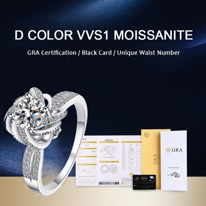 1 CT VVS1 D Color Moissanite Ring Fountain Wedding Band Rings Fine Jewelry - The Jewellery Supermarket