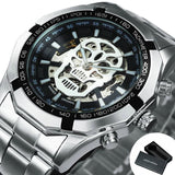 NEW ARRIVAL - Luxury Men Gold Automatic Strap Skeleton Mechanical Skull Watch - The Jewellery Supermarket