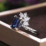 QUALITY RINGS - New Trendy Blue Color Flower AAA+ CZ Diamonds Fashion Ring - The Jewellery Supermarket