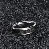 Popular New Design 6/8mm Black Carbon Fiber Tungsten Carbide Engagement Wedding Ring - The Jewellery Supermarket