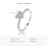 Delightful Luxury Silver Heart 1ct Clear AAA+ Cubic Zirconia Ring - The Jewellery Supermarket