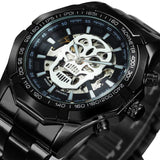 NEW ARRIVAL - Luxury Men Gold Automatic Strap Skeleton Mechanical Skull Watch - The Jewellery Supermarket