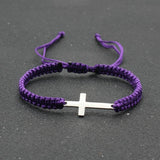 Stainless Steel Cross Charm Bracelet - Lucky Handmade Braided Adjustable Rope Chain Christian Bracelets - The Jewellery Supermarket