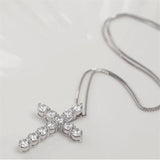 Stunning AAA+ CZ Zirconia Crystals Cross Silver Pendant Necklaces For Women. Trendy Christian Jewellery - The Jewellery Supermarket