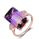 Luxury 925 silver Rectangle Tourmaline Gemstone Fashion Engagement Ring - The Jewellery Supermarket