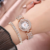 New Terrific Luxury Simulated Diamonds Watch Bling Fashion Watch And Bracelet Set - Ideal Gifts - The Jewellery Supermarket