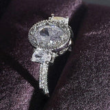 New Luxury Oval AAA+ Cubic Zirconia Diamonds Designer Engagement Ring - The Jewellery Supermarket