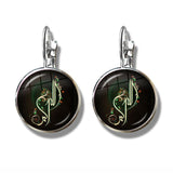 NEW - Muslim Symbol Silver-plated 16mm Glass Cabochon French Hook Religious Earrings for Women - The Jewellery Supermarket