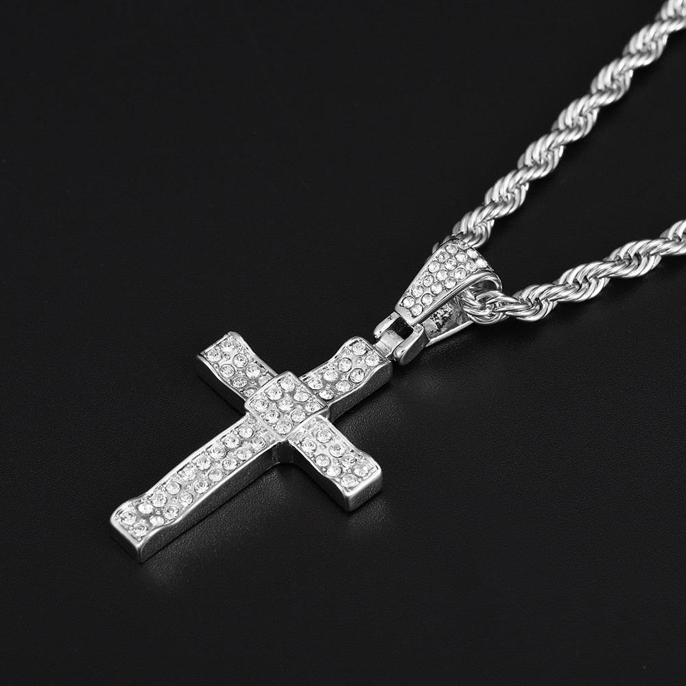Gold And Rose Gold Colour Stainless Steel Necklace For Women Cross Necklace - Popular Religious Jewellery - The Jewellery Supermarket