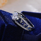 Impressive New Luxury Blue Color Designer AAA+ Cubic Zirconia Diamonds Fashion Ring - The Jewellery Supermarket