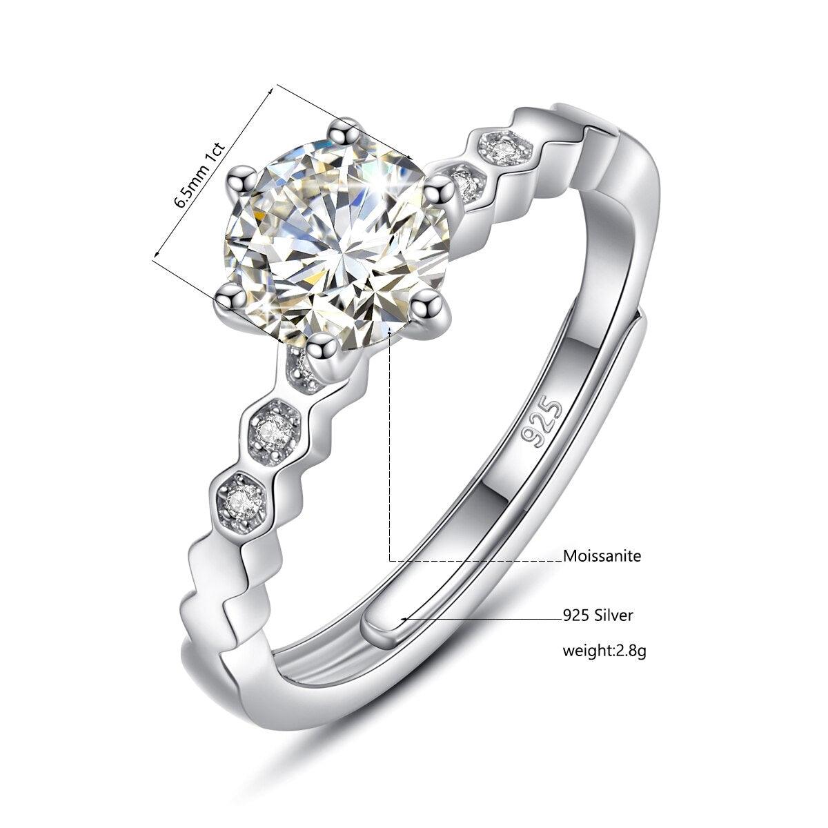 1ct High Quality Moissanite Diamonds Honeycomb Ring - Trendy Wedding Engagement Jewellery - The Jewellery Supermarket