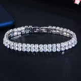 STUNNING Yellow Gold Color 2 Row Round AAA+ Cubic Zircon Simulated Diamonds Tennis Bracelets - The Jewellery Supermarket