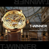 Top Brand Luxury Mechanical Transparent Golden Case Skeleton Watch for Men - The Jewellery Supermarket