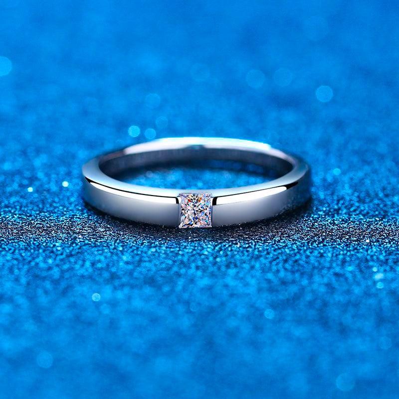 Admirable 0.3CT Princess Cut High Quality Moissanite Diamonds Lab Diamond Simple Unisex Rings Set - The Jewellery Supermarket