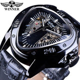 NEW - Luxury Men Golden SteampunkTriangle Skeleton Movement Mechanical Wrist Watch - The Jewellery Supermarket