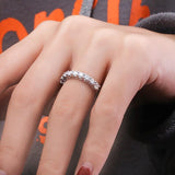 Women White Gold Color Round Cut Moissanite Band For Engagement Gift - The Jewellery Supermarket