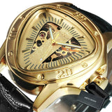 NEW - Men Golden Triangle Skeleton Mechanical Automatic Sport Watch - The Jewellery Supermarket
