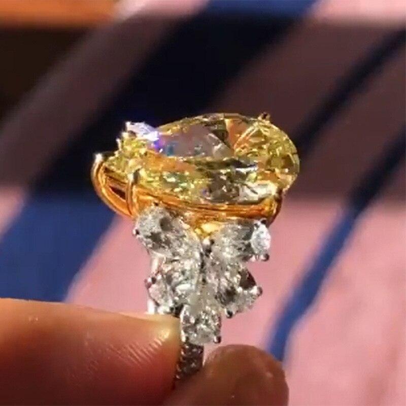 NEW ARRIVAL Charming Luxury Water Drop Shaped Lab Citrine Gemstones Jewellery Ring - The Jewellery Supermarket